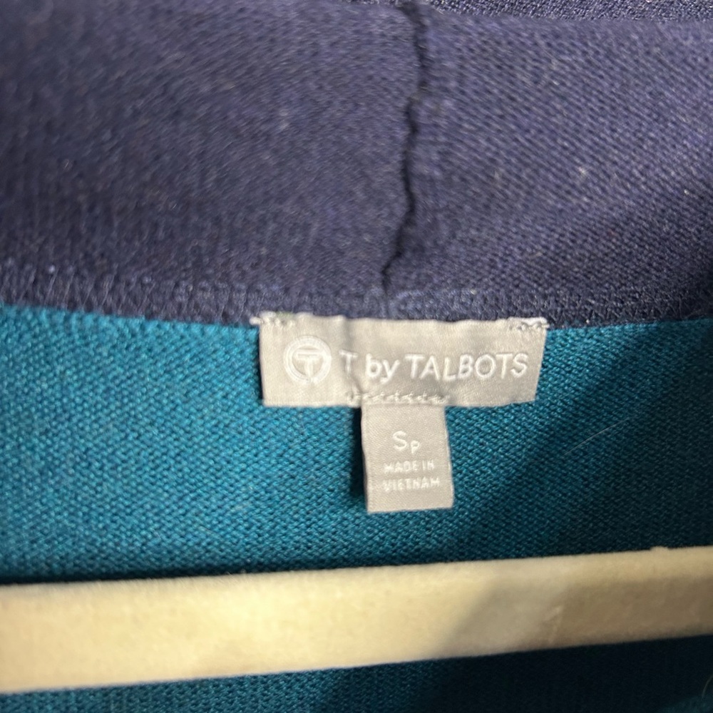 T by Talbots Women’s‎ Cowl Neck ColorBlock Long Sleeve Pullover Sweater Size SP - Picture 3 of 7